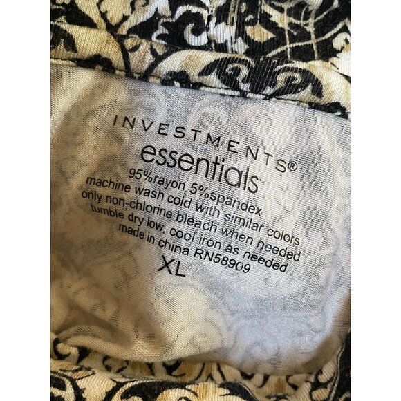 Investments Essentials XL Tunic Top Liquid Knit black white tan Print Long Sleev - Picture 6 of 8